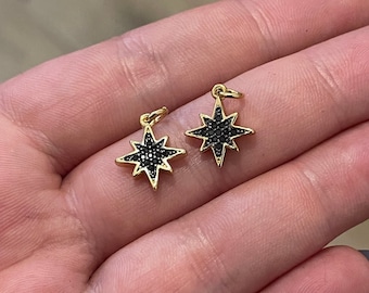 18K Gold gefüllt Nordstern Anhänger, CZ Micro Pave Celestial Charm für DIY Schmuckherstellung Versorgung