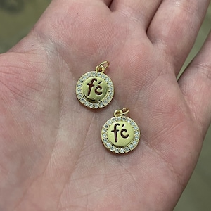 Gold Round Charms,18K Gold Filled Fc Pendant,Round Charm Bracelet Necklace for DIY Jewelry Making Supply