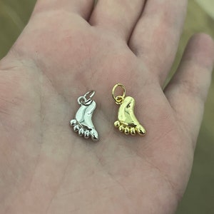 Gold Foot Charms,18K Gold Filled Foot Pendant,Baby Charm Bracelet Necklace for DIY Jewelry Making Supply