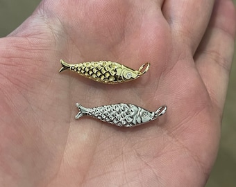Gold fish Charms,18K Gold Filled CZ fish Pendant,fish Charm Bracelet Necklace for DIY Jewelry Making Supply