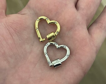 18K Gold Filled Heart Carabiner Clasp,Buckle Clasp,Carabiner Screw Clasp,Turnbuckle,for DIY JewelryClasp