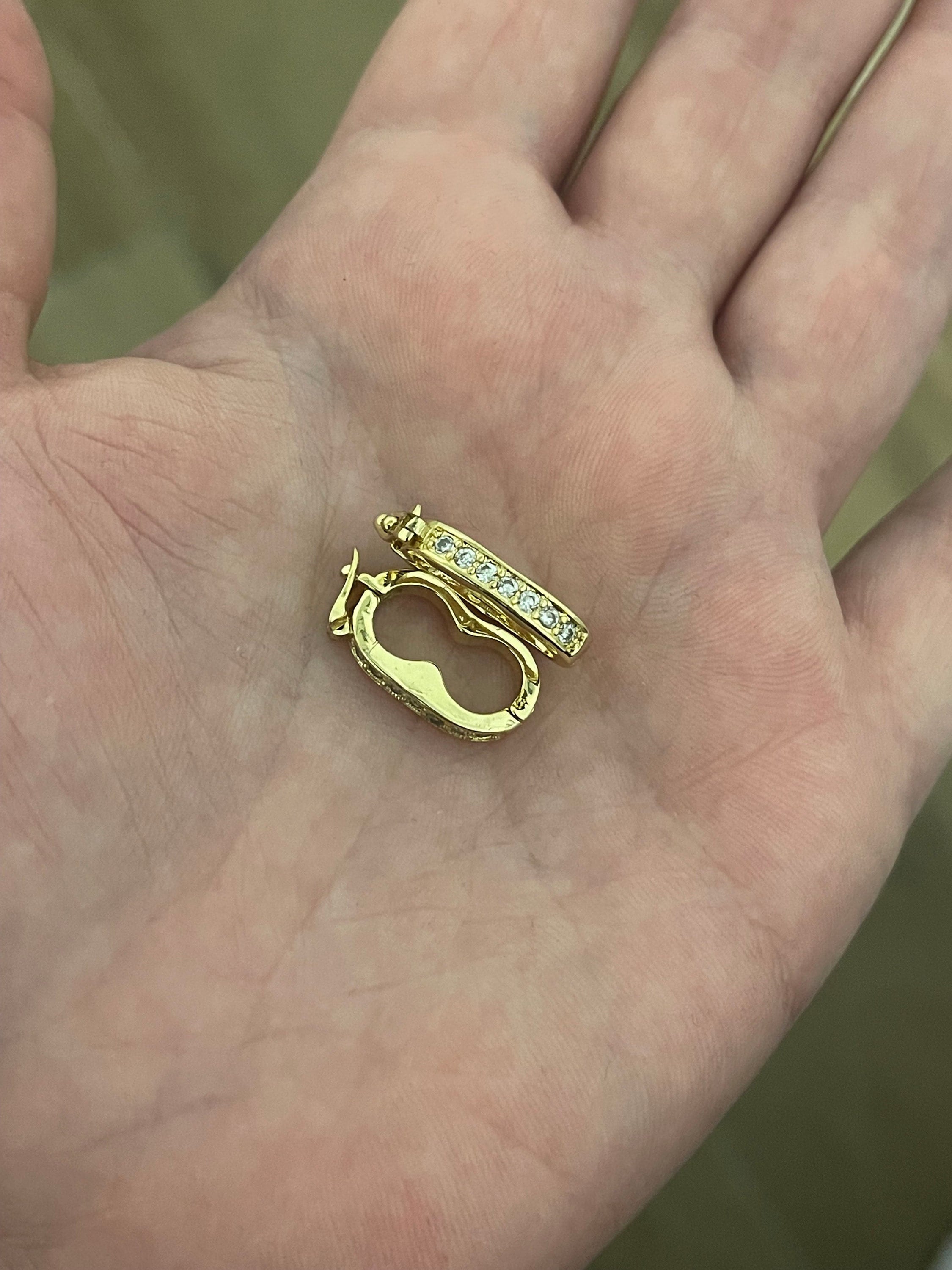 18k Gold Shortener Enhancer Clasp for Bracelet Necklace, Gold CZ Zircon Clasp, Shortener Clasp