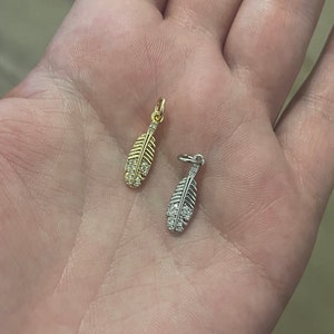 Gold feather Charms,18K Gold Filled feather Pendant,feather Charm Bracelet Necklace for DIY Jewelry Making SupplyPen