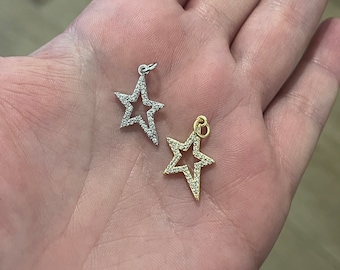 18K goud gevulde ster hanger, CZ Micro Pave ster bedelarmband ketting voor doe-het-zelf sieraden maken