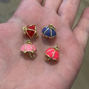 Gold Umbrella Charms,18K Gold Filled Umbrella Pendant,Enamel Charm Bracelet Necklace for DIY Jewelry Making Supply