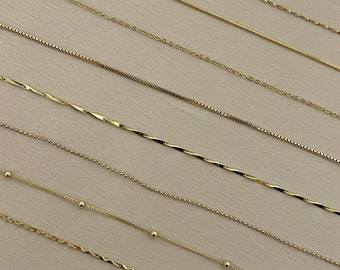 Gold Oval Chain,18K Box Chain Rectangle Chain for Necklace DIY Jewelry Making Supply