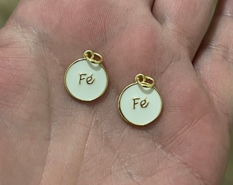 Gold Fe Charms, 18K Gold gefüllter runder Anhänger, Emaille Charm Armband Halskette für DIY Schmuckherstellung