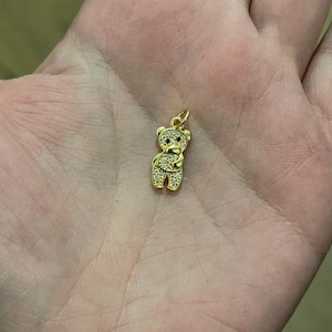 18K Gold Filled CZ Bear Pendant Charm for DIY Handmade Earring Necklace Bracelet Keychain Craft Accessories
