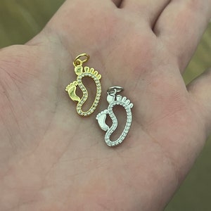 Gold Foot Charms,18K Gold Filled Foot Pendant,Baby Charm Bracelet Necklace for DIY Jewelry Making Supply