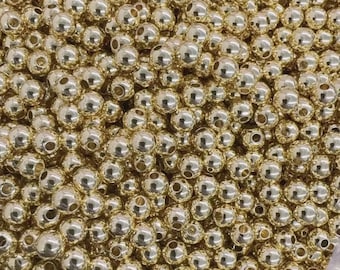 100pcs 18K Gold Filled Tiny Round Spacer Beads,Bracelet Beads,Ball Spacer Beads for Bracelet Jewelry Necklace Making Supply