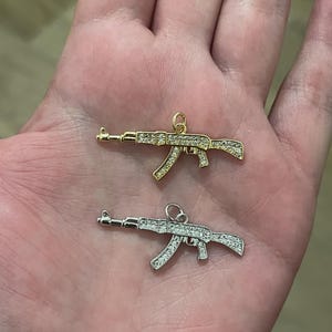 18K Gold Filled AK-47 Rifle Pendant Charm for DIY Handmade Earring Necklace Bracelet Keychain Craft Accessories