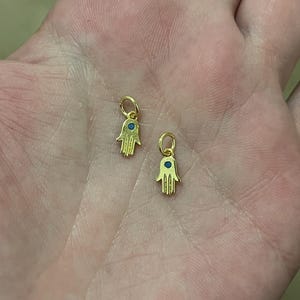 18K Gold Filled Hamsa Pendant Charm for DIY Handmade Earring Necklace Bracelet Keychain Craft Accessories