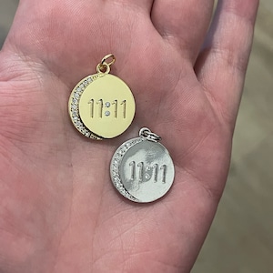 Gold 11:11 Charms,18K Gold Filled angel numbers Pendant,angel numbers Charm Bracelet Necklace for DIY Jewelry Making Supply