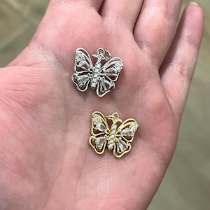 Gold Butterfly Charms,18K Gold Filled Butterfly Pendant,insect Charm Bracelet Necklace for DIY Jewelry Making Supply