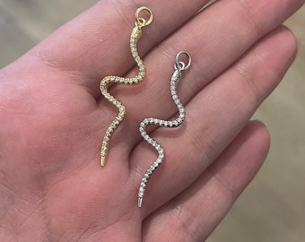 Goud/zilveren slangenhanger voor ketting, CZ slangenbedel voor armband, levering van sieraden