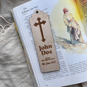 Marque-page religieux souvenir pour toute occasion (Sainte Communion, baptême) Fichier laser en bois à télécharger SVG, AI, EPS