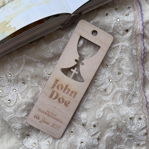 Marque-page religieux souvenir pour toute occasion (Sainte Communion, baptême) Fichier laser en bois à télécharger SVG, AI, EPS