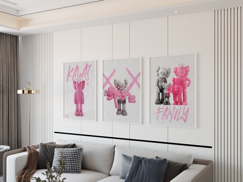 KAWS BFF, Gone and FAMILY Poster Set of 3, Printable Graffiti ...