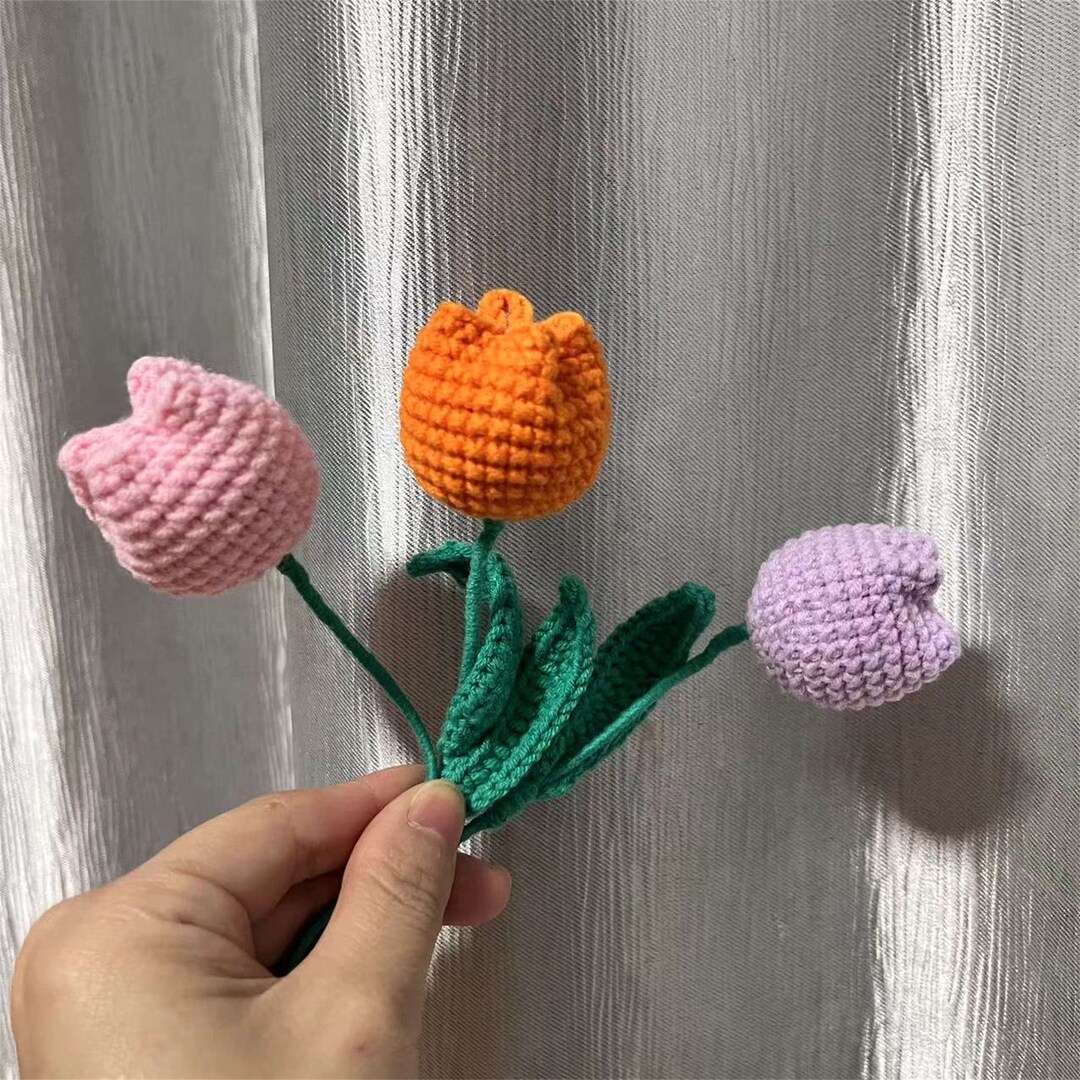 Handedknitt Rose Crochet Flower Gift Etsy