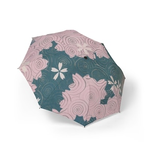 Vintage Style Japanese Sakura Umbrella with Traditional Cherry Blossom Pattern | Folding Rain Umbrella for Travel and Gifts