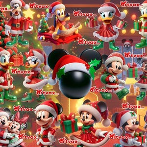 Weihnachten Mickey & Friends PNG Bundle, Weihnachten Cartoon Sublimation, Weihnachten PNG für Sublimation DTF, Urlaub Disney Clipart, Festlicher Mickey