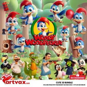 Woody Woodpecker PNG Clipart | Cute Cartoon Characters Digital Download | Transparent Backgrounds for Crafts & Decor