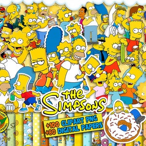Paquete png de imágenes prediseñadas de Los Simpson, PNG de Bart Simpson, Paquete PNG de Los Simpson, Imprimible de cumpleaños de Los Simpson, Invitación de cumpleaños de Los Simpson png, Instantánea