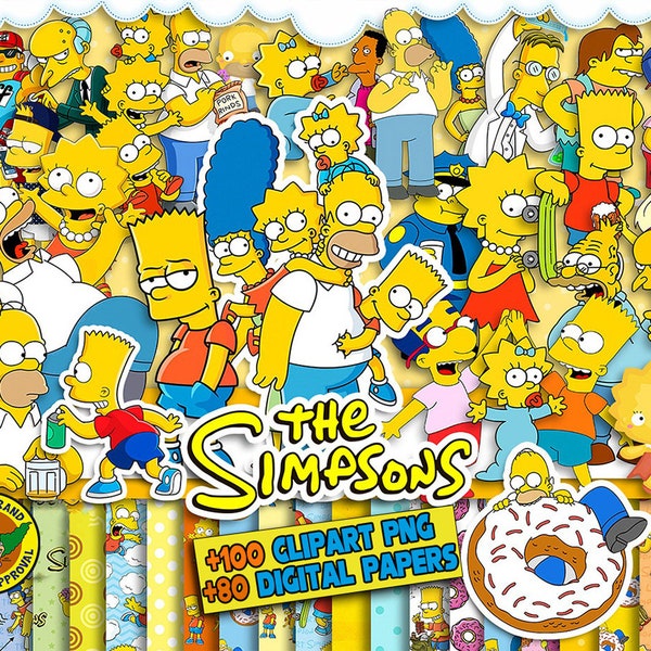 Lot de cliparts png les Simpsons, Bart Simpson PNG, lot de PNG les Simpsons, anniversaire des Simpsons imprimable, Invitation d'anniversaire des Simpsons png, instantané