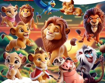 Cute Lion Png bundle, king png clipart, lion guard png clipart instant download, Fun and Adorable Designs for Kids birthday party, decor