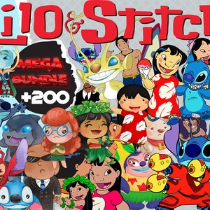 Lilo e Stitch png, pacchetto di clipart, Stitch PNG, decorazione di compleanno di Stitch, pacchetto Lilo Stitch png, decorazione per torta, carta digitale Lilo e Stitch