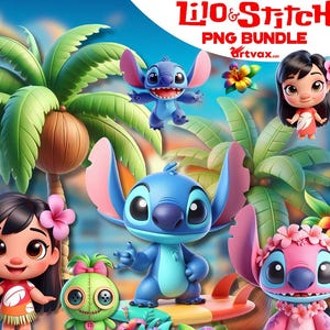 Pacchetto PNG carino di Lilo & Stitch, personaggi hawaiani divertenti, PNG di Stitch, Clipart di Stitch, Pacchetto di Stitch, maglietta di Stitch, carta di Lilo e Stitch