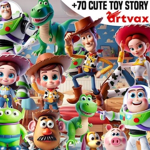 Lindos archivos PNG de Toy Story, imágenes prediseñadas digitales, Woody PNG, crea tu propia decoración de Toy Story, fiesta de cumpleaños, Buzz Lightyear, paquete PNG de Toy Story
