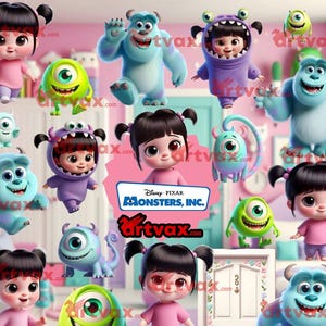 Monsters Inc 3D PNG Bundle, Cute Boo, Sulley & Mike Clipart for Kids Crafts, Wazowski clipart, Sully Mike Monsters wazowski clipart