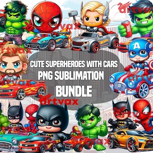 Słodkie Avengers na kołach png, Słodkie superbohaterowie z samochodami clipart, PNG Heroes, Avangers, Spiderman clipart, Avengers PNG, Słodkie samochody superbohaterów