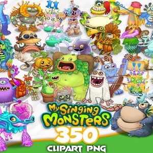 My Singing Cute Monsters Clipart, Monster Cake Topper png, digitale Datei, bedruckbar, regelmäßige Monster Geburtstag png, Monster Geburtstag png