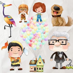 水彩画の Up PNG、Up クリップアート、ボーイスカウト png、カール ラッセルの誕生日デコレーション、ハウス バルーン PNG、Up テーマのクリップアート、バルーン ハウス png