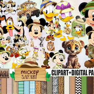 Safari Mickey png bundle, Animal Safari Clipart bundle, Safari Sublimation designs, Adventure Safari, cartoon png, Animal Kingdom cliparts