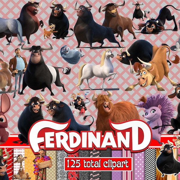 Ferdinand clipart bundle, Ferdinand the bull png, Movie Birthday, bull ClipArt sublimation png