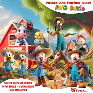Mickey and Friends Farm PNG Bundle, Mickey Farmer Clipart, birthday decor, cake topper, Mickey Farmer sublimation Bundle, Farmer Daisy PNG