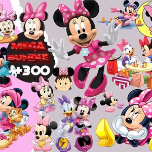 Minnie PNG, paquete Minnie +300 Clipart, decoración de cumpleaños, ratón imprimible, letras y fuentes png, Minnie Digital Download