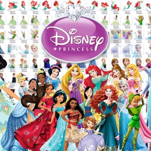 Princess PNG Clipart bundle, Princess Digital Paper PNG, Princess Birthday decor, Frozen png, Snow White clipart, sleeping beauty, Moana png