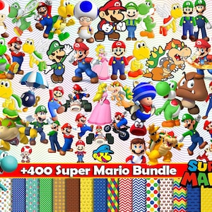 Lot Super Mario Bros, images transparentes, imprimables png mario, clipart mario, cliparts png mario, conception d'anniversaire, police mario