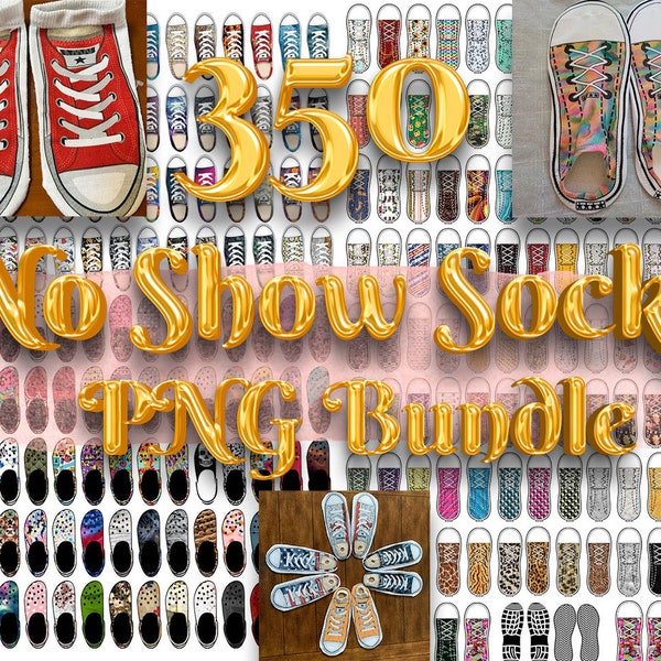 350 Paquete de sublimación No Show SOCKS, Diseños de calcetines de sublimación, Paquete png de Shoe SOCK, No Show Socks PNG