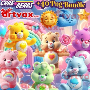 Care Bears Png Bundle, 40+ Cute Bears Clipart, Care Bears Png clipart, Instant Download, Care sublimation Bears, font, Birthday decor png