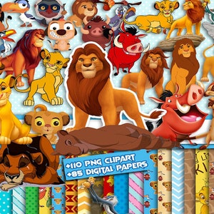 Digitaler König der Löwen Clipart Bundle, König der Löwen png, hochwertige Designs, König der Löwen Digitales Papier, PNG-Bundle