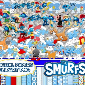 Puffi PNG Clipart, stampabile, Puffi png, Clip art Puffi, sublimazione dei Puffi, decorazioni di compleanno, topper per torta