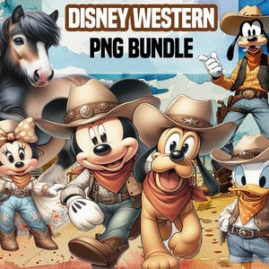 Western Mickey png bundle, Cowboy Mickey Clipart, Mouse Western Digital Files, Sublimation designs, cartoon Rodeo PNG, birthday decor png