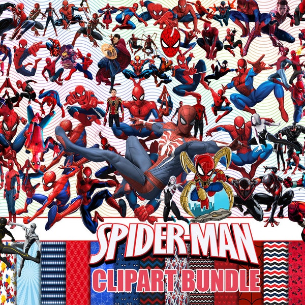 Clipart Spiderman Png Bundle für Sublimation, Superheld Png Clipart, Spinne Png Mann, Baby Spiderman Sublimation, sofortiger Download Spidey Png