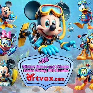 Mickey under the sea png, Mouse And Friends Scuba Diving clipart png, Mouse and Friends Scuba Diving PNG Bundle, diver png bundle
