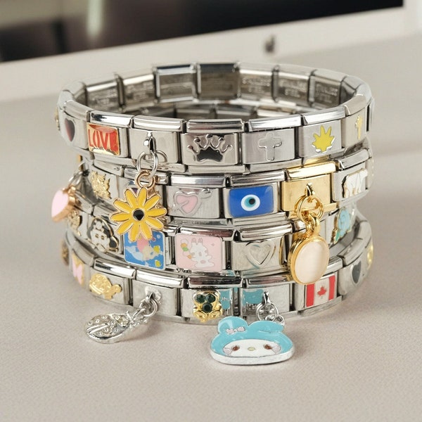 Mystery Italian Charm Bracelets, Unisex Bracelet, Adjustable Italian Bracelet Charm, Bracelet With Interchangeable Charms, 9mm Italian Charm